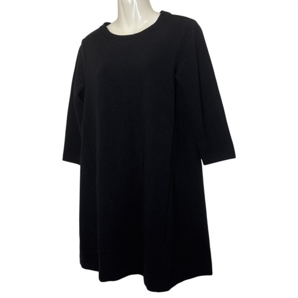 Boden Ottilie‎ Ottoman Ribbed Shift Dress Black 3/4 Sleeve Size US 8R UK 12R